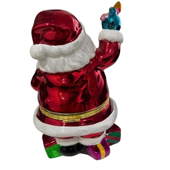 Christopher Radko Hand Blown7 1/2 in Hinged Candy Trinket Box Santa Painting - Picture 2 of 8
